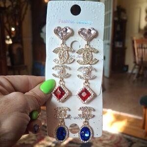 Elegant Gold and Gemstone Drop Earrings